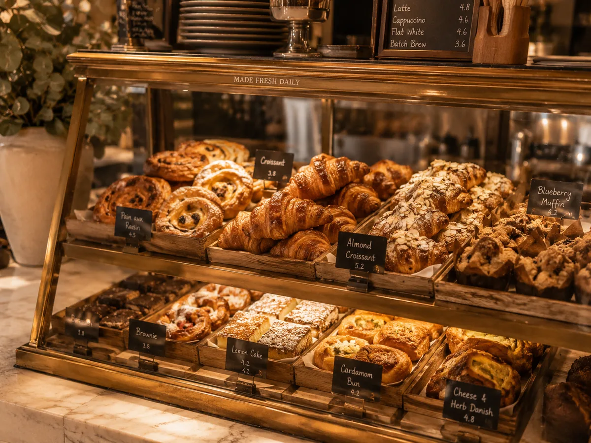 The pastry counter, made fresh daily
