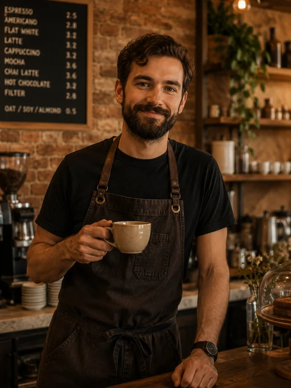 Jonas with his morning cup